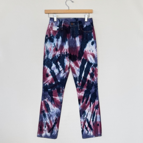 MOTHER Denim - Mother Tie Dye Womens Jeans Sz 24 Slim Straight High Rise Casual Designer Luxury